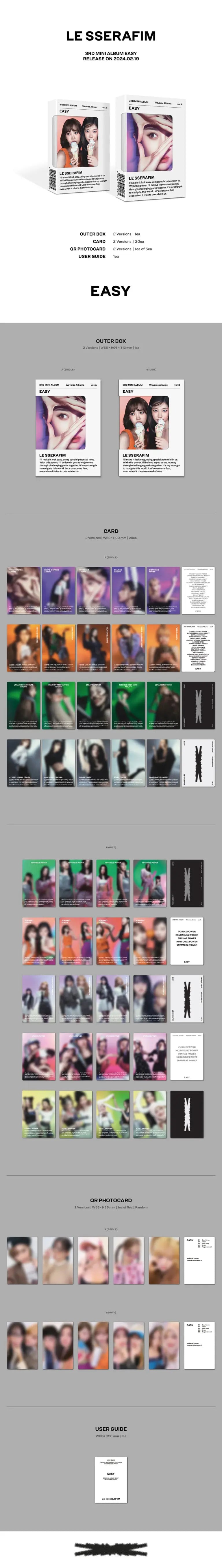 Le Sserafim – 3rd Mini Album (Easy) – Weverse Albums Version (Random)